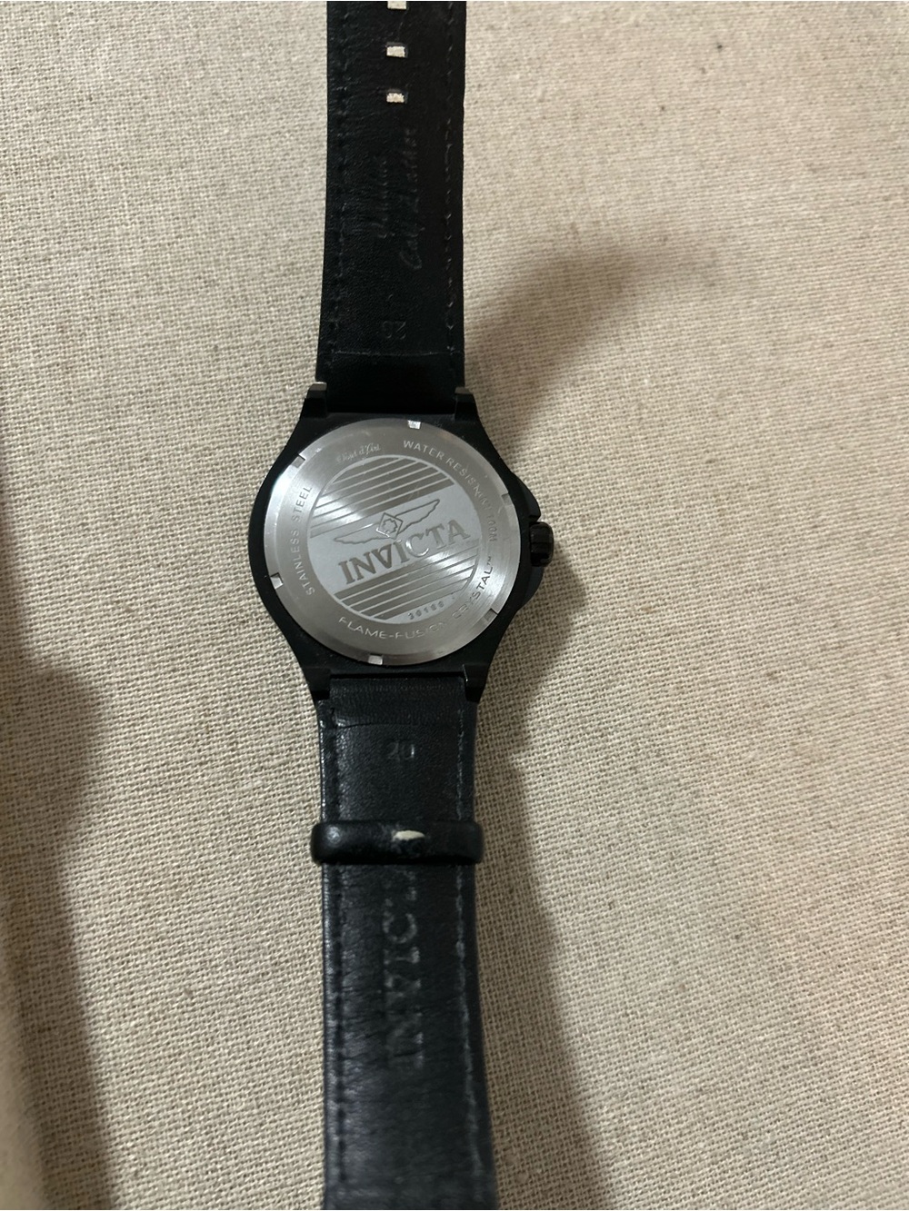 Black Men’s Day-Date Wristwatch with Leather Strap - Picture 5 of 8